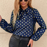 Tie Tie Square Print Pullover Long-Sleeved Commuter Blouses Wholesale Women Tops