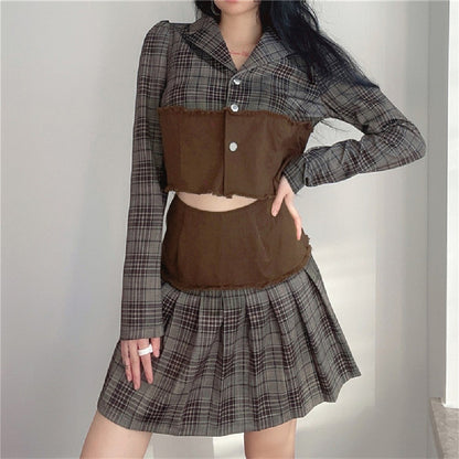 Button Down Gingham Wholesale Women Crop Top