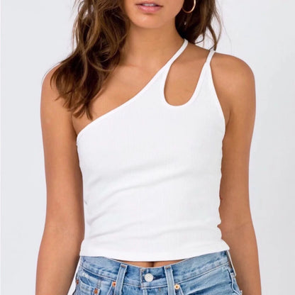 Irregular One Shoulder Sexy Slim Women Camisole Wholesale Crop Tops