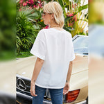 Women Fashion Plain Color Half Sleeve V Neck Basic Tops Wholesale Blouses