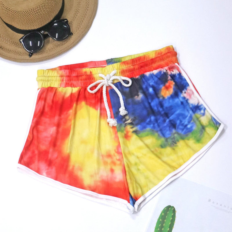 Tie-Dye Lounge Pants Drawstring Elastic Waist Track Shorts Women Wholesale Plus Size Clothing