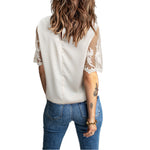 Lace Crochet Sleeve Round Neck Casual Wholesale Patchwork Blouses Summer