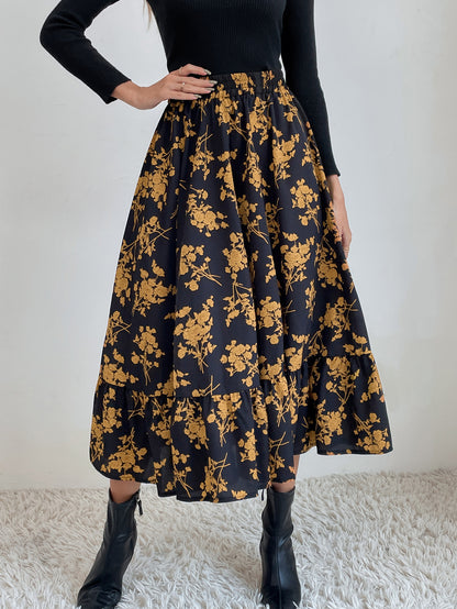 Fashion Print Mid-Length A-Line Slim Swing Wholesale Skirts