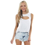 Solid Color Sleeveless Hollow Out Casual Loose Wholesale Tank Tops Summer