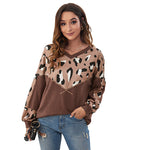 Leopard Women Top Loose Wholesale Blouses Casual Style Fashion Clothing