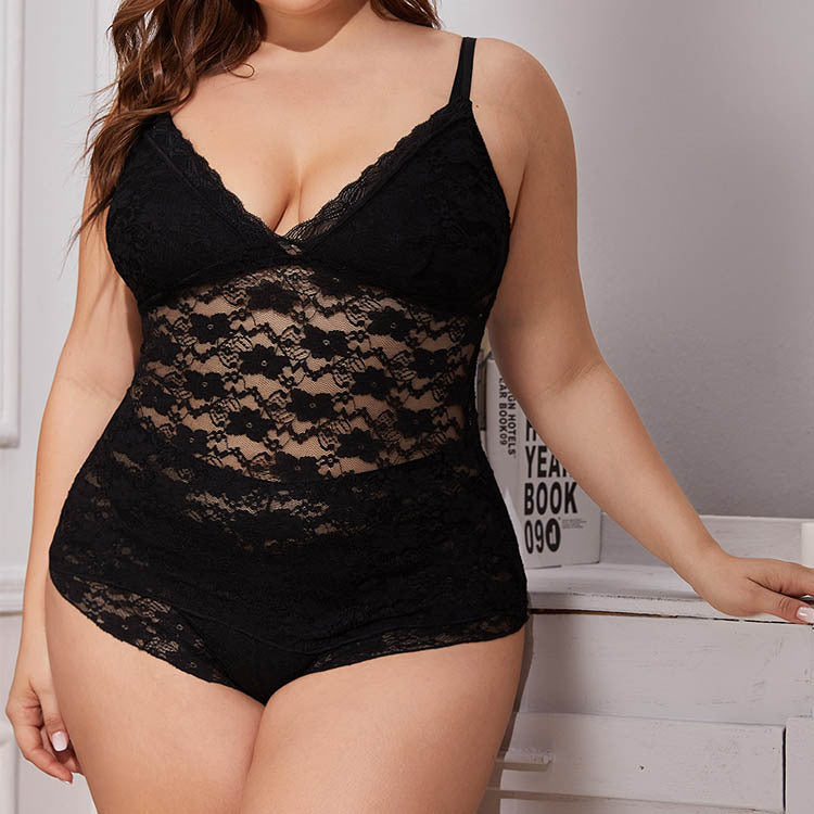 Perspective Lace Body Shaping Wholesale Plus Size Two Piece Sets Lingerie