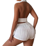 Ruched Backless Tassels Tops & Shorts Wholesale Women'S 2 Piece Sets