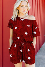 Tie-Dye Star Print Casual Wide Collar Loungwear Women'S Jumpsuit Wholesale Rompers