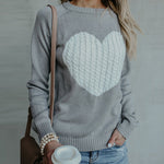 Fashion Heart Sweater Wholesale Loose Long Sleeve Crew Neck Women Tops