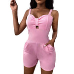 Solid Color Sleeveless Low Cut Wholesale Rompers For Women Summer