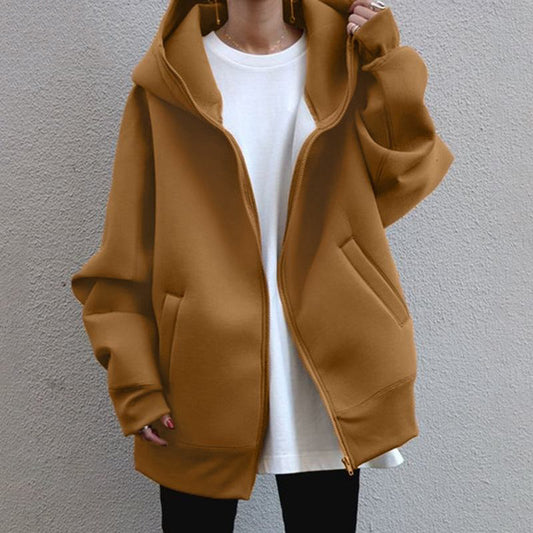 Zipper Hooded Long Fleece Wholesale Womens Sweatshirts