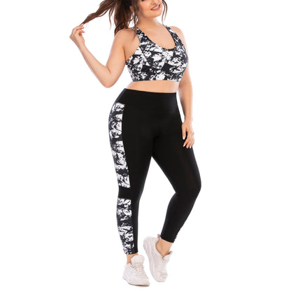 Curvy Fitness Yoga Suits Sport Bra & Leggings Printed Workout Clothes Plus Size Two Piece Sets Wholesale