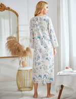 Long Sleeve Printed Casual Nightdress Women Nightgown Wholesale Loungewear