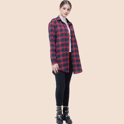 Casual Plaid Single Breasted T-Shirt Long Sleeve Wholesale Women Clothing