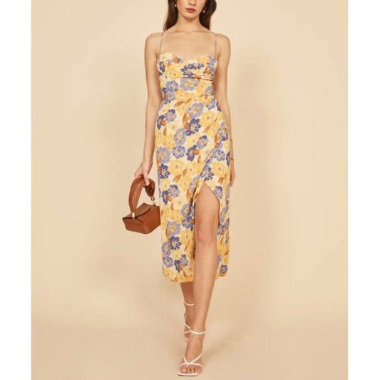 Strap Shoulder Printed Slit Sexy Sling Floral Dress Wholesale Dresses