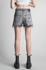 Fashion Irregular Design Raw Edge V-Shaped Womens Ripped Hot Pants Wholesale Denim Shorts
