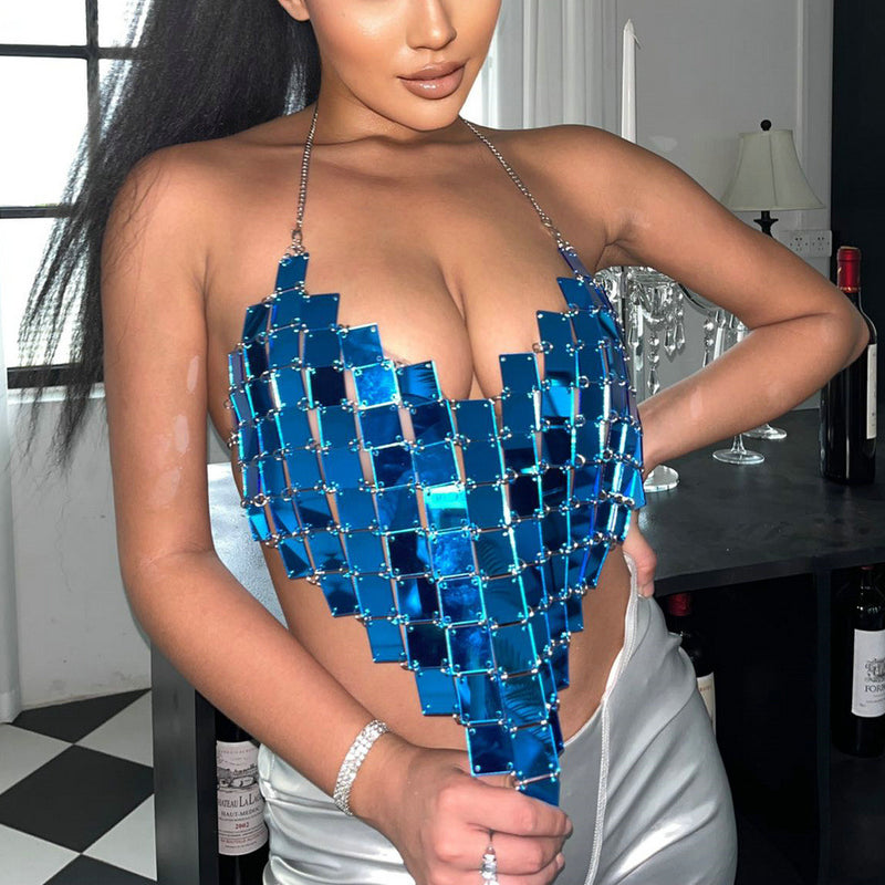 Sexy Nightclub Acrylic Heart Style Vest Wholesale Womens Tops