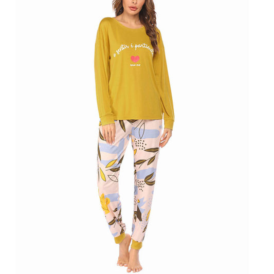 Love Print Homewear Long Sleeve Pajamas Sets Wholesale Loungewear