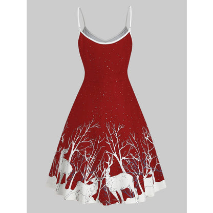 Elk Print Cami Dress For Women