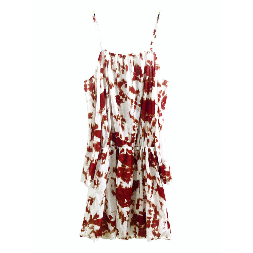 Women Wholesale Tie-Dye Print Halter Resort Dresses