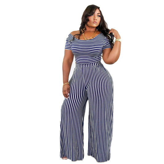 Plus Size Clothing Stripe Wholesale Two Piece Outfits Casual Style