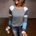 Striped Crew Neck Loose Casual Lady Blouse