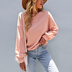 Fashion Loose Crew Neck Solid Color Long Sleeve Wholesale Sweatershirts