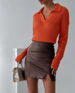Sexy Slit High Waist Bag Hip PU Leather Skirts Wholesale Women Clothing