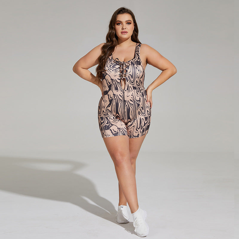 One-Piece Women Curvy Wokrout Rompers Wholesale Plus Size Clothing