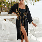 Embroidered Loose Cardigan Sun Protection Bikini Cover-Up Wholesale Womens Tops