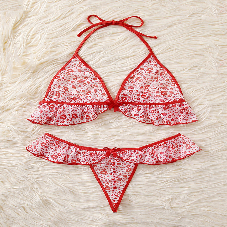 Ultra-Thin No Wire Bra & Underwear Sexy Womens 2 Piece Sets Printed Lingerie Wholesale Plus Size Clothing