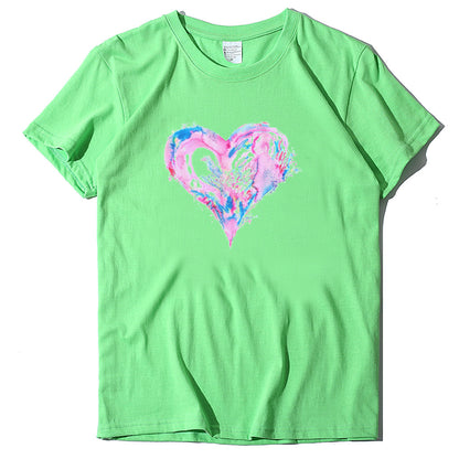 Valentine'S Day Short Sleeve Wholesale T Shirts Fashion Heart Printed