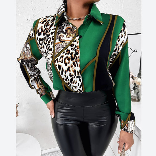 Lapel Collar Letter Print Long Sleeve Wholesale Shirts Blouses For Women Summer