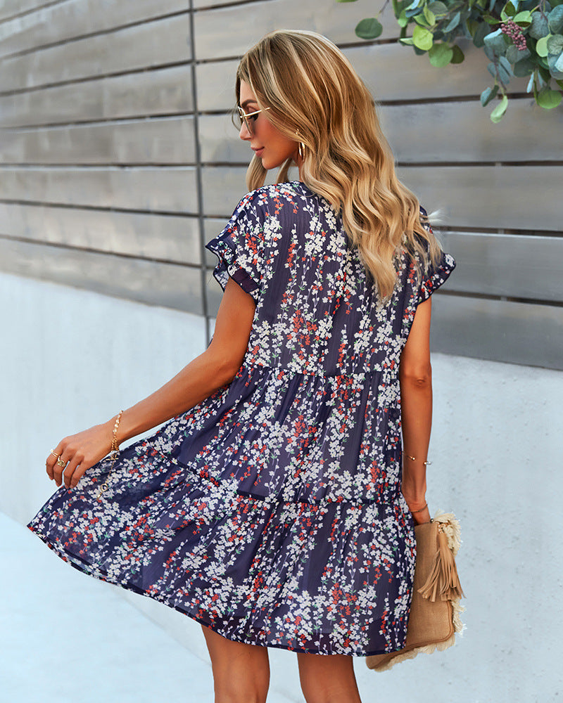 Summer Loose Printing Casual Wholesale Dress Vendors