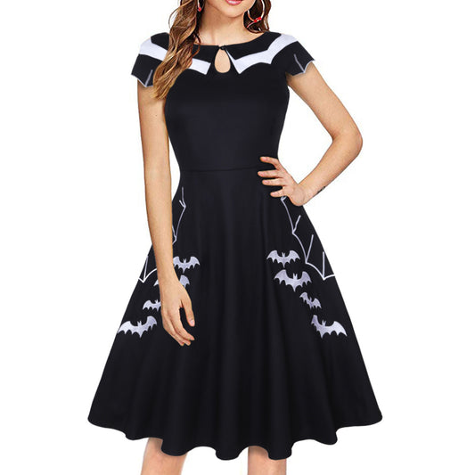 Halloween Bat Embroidered Plus Size Dress Women Wholesale