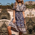 Short Sleeve Printing Summer Vintage Dress Wholesale