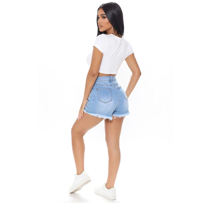 Fashion Women Sexy Washed Short Pants Slim High Waist Wholesale Denim Shorts