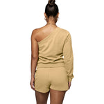 Slash Neck Sweatshirt + Shorts Sweatsuit Set Wholesale Activewear Sets