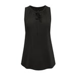 Women Solid Color Sleeveless Drawstring Lace Up V Neck Wholesale Tank Tops ST203751