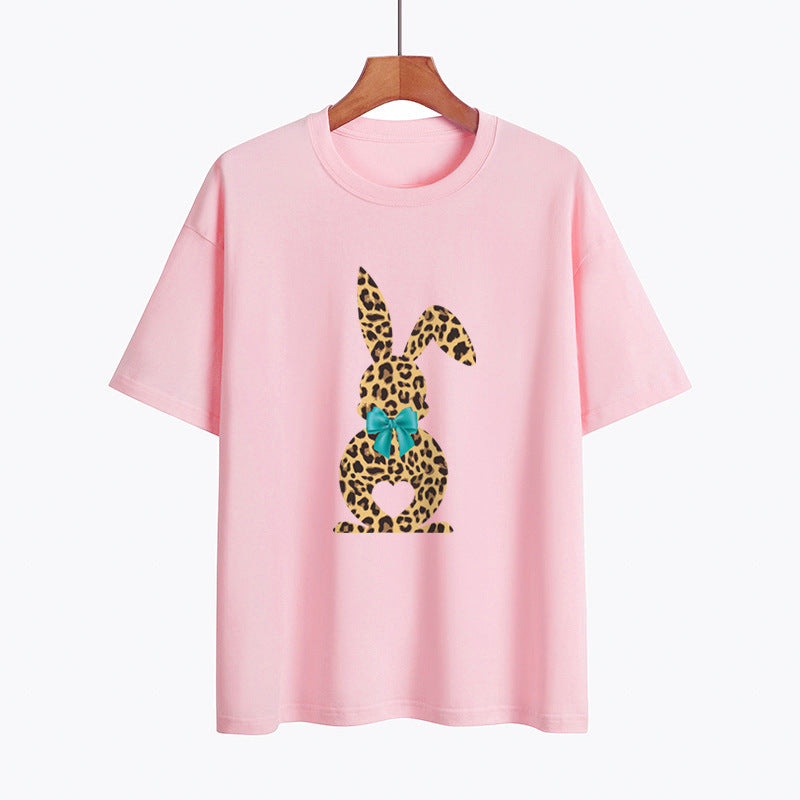 Happy Easter Leopard Print Wholesale T-shirts Tops ST203823