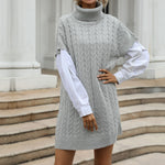 Knitted Vest Type Turtleneck Sweater Skirt Women Wholesale