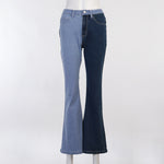 Wholesale Women Fabric Panelling Color Block Straight-leg Jeans
