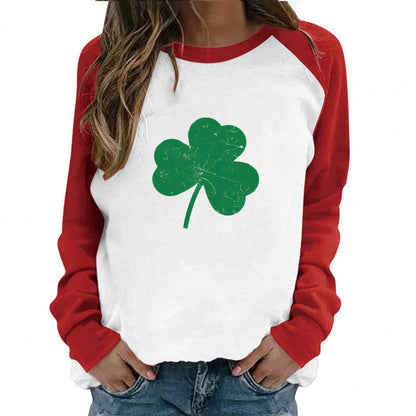 St Patricks Day Shamrock Printed Wholesale Blouses Long Sleeve