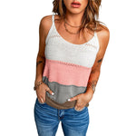 Color Block Sleeveless Knitted Wholesale Tank Tops for Women