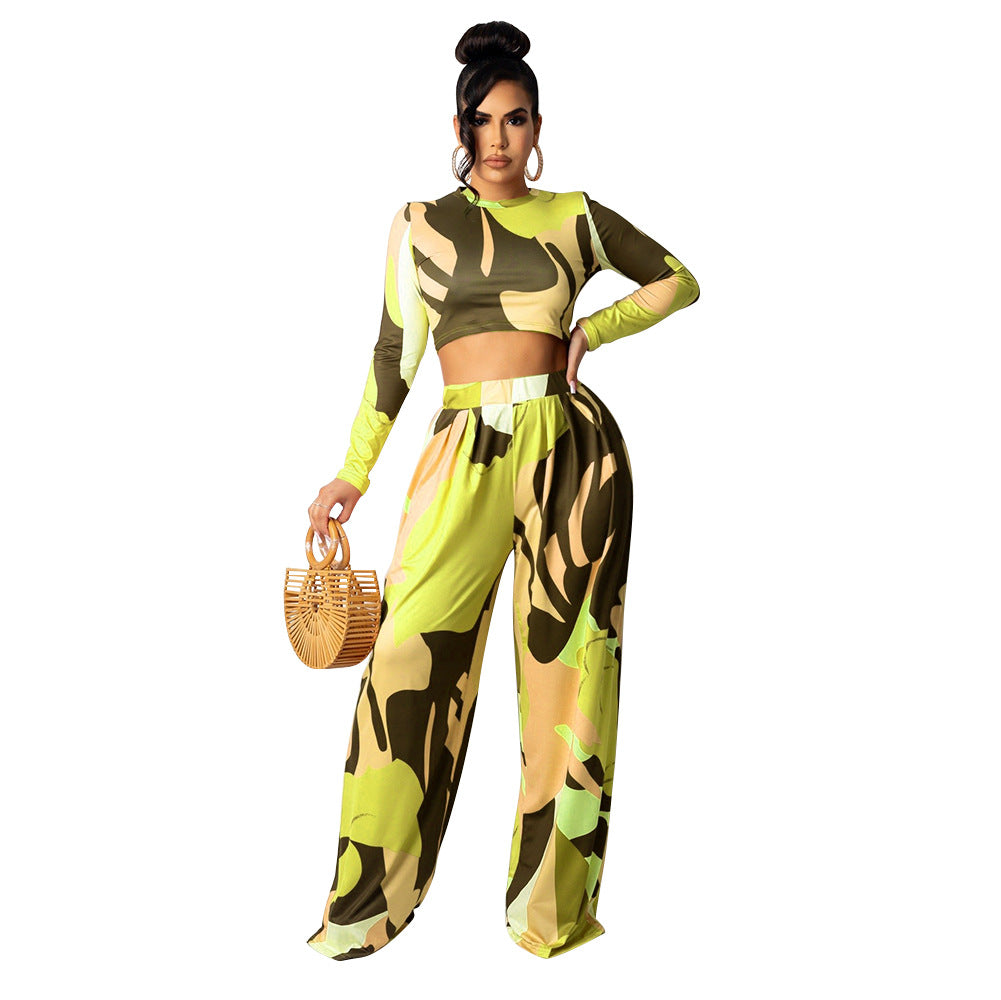 2pcs Wholesale Sets For Women Crop Top + Wide Leg Pants-14