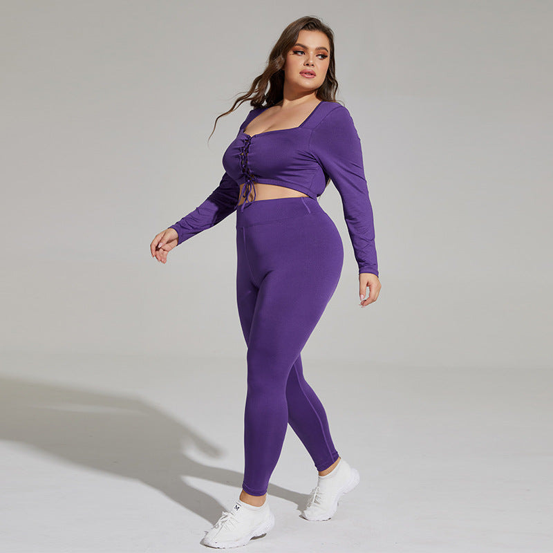 2pcs Yoga Fitness Suits Curvy Workout Sets Wholesale Plus Size Clothing