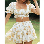Valentine'S Day Printed Square Neckline Crop Top + Skirt Wholesale Two Piece Sets