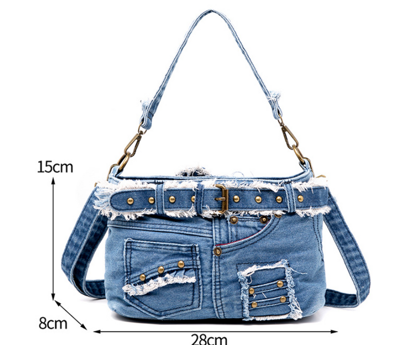 Fashion Simple Casual Denim Canvas Shoulder Bag Messenger Bag Wholesale Women Accessories