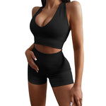 Plain Seamless Womens 2 Piece Sets Bras & Shorts Fitness Yoga Gym Suits Activewear Wholesale Workout Clothes