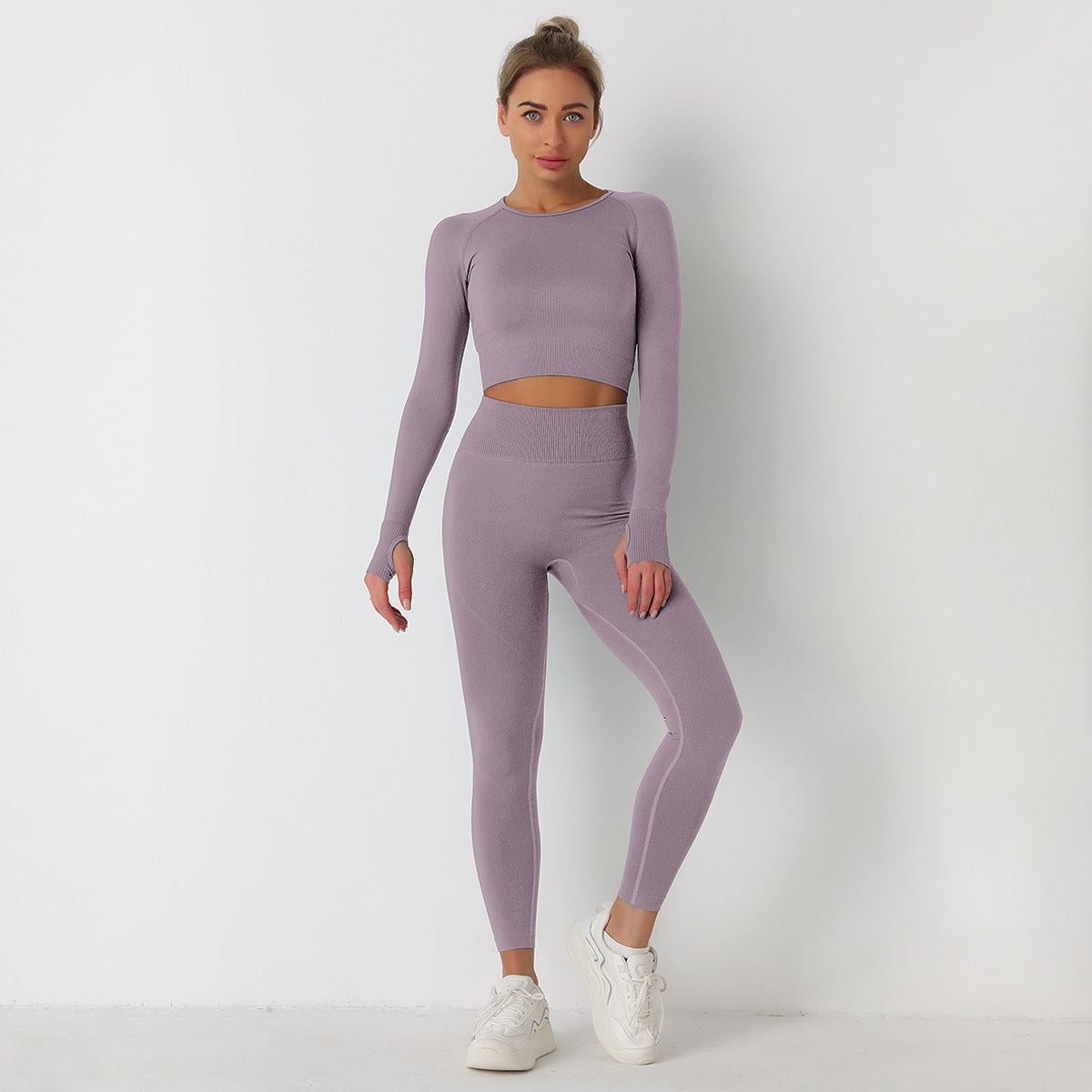 Knitted Seamless Long-Sleeved Tops & Leggings Sports Fitness Yoga Suits Wholesale Activewear Sets